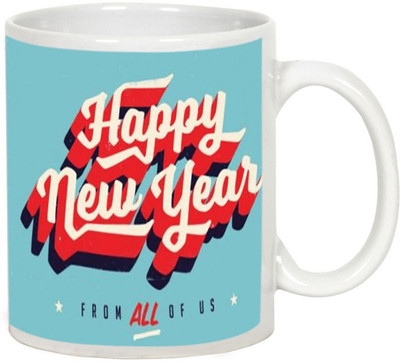 

AllUPrints Happy New Year From All Of Us White Ceramic Mug(325 ml)
