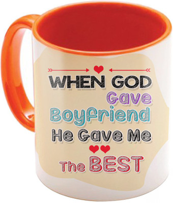 

SKY TRENDS Valentine Gift for Girlfriend Love Printed I Love U Forever Perfect for Her Him Wife Fiance Anniversary And Birthday STGD209 Ceramic Mug(325 ml), Orange