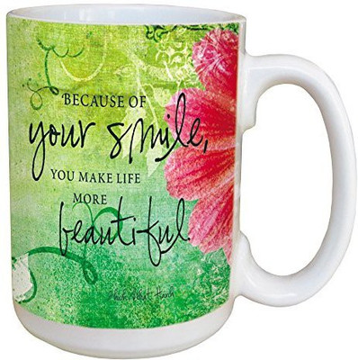 

Tree-Free Greetings Greetings 45473 Inspiring Quote Your Smile Ceramic with Full-Sized Handle, 15-Ounce Ceramic Mug(60 ml), Multicolor