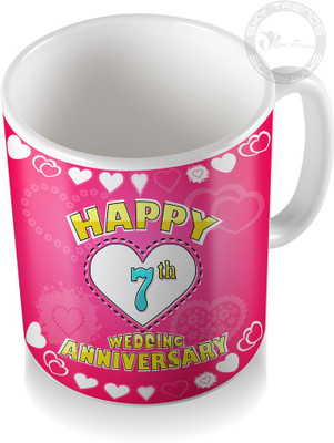 

SKY TRENDS 7th Happy Wedding Anniversary Coffee Ceramic Mug(320 ml), White