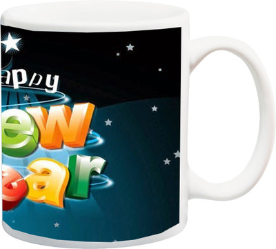 

ME&YOU Gift for Family And Relatives:Happy New Year printed Ceramic Mug(325 ml), Multicolor