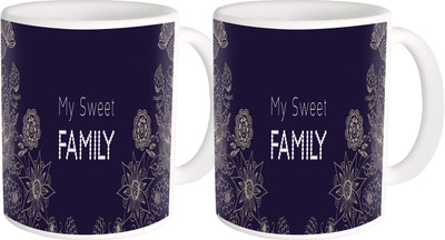 

Heyworlds gifts for my sweet family 03 Ceramic Mug(325 ml, Pack of 2), Multicolor
