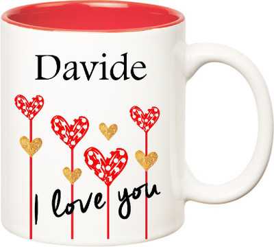 

Huppme I Love You Davide Inner Red (350 ml) Ceramic Mug(350 ml), Red;white