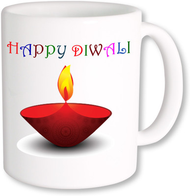

PhotogiftsIndia Red Diya With Happy Diwali Coffee Ceramic Mug(325 ml), Multicolor
