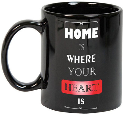 

Prithish Home Is Where Your Heart is Black Ceramic Mug(330 ml), Multicolor