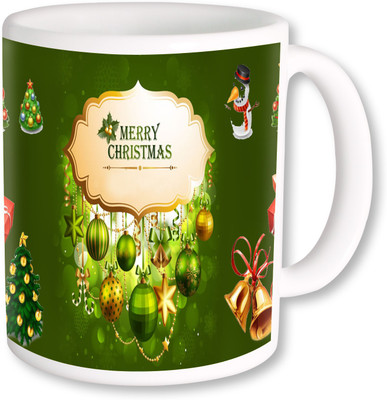 

PhotogiftsIndia Merry Christmas In Green Background Ceramic Mug(325 ml), Multicolor