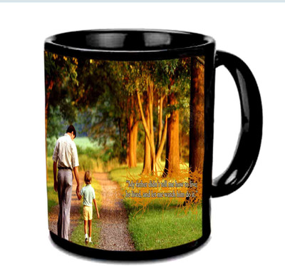 

Raj Laxmi Wonderful Design Fathers Day Wishes Multicolor Ceramic Mug(350 ml), Black