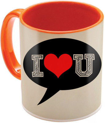 

SKY TRENDS Valentine Gift for Girlfriend Love Printed I Love U Forever Perfect for Her Him Wife Fiance Anniversary And Birthday STGD218 Ceramic Mug(325 ml), Orange