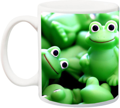 

ME&YOU Green Crazy Frog 3D Printed Ceramic Mug(325 ml), Multicolor