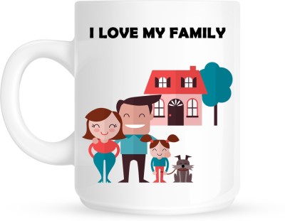 HuppmeGift Family Love White Ceramic Coffee Mug(350 ml)