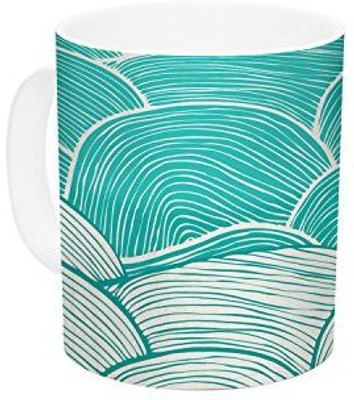 

Kess InHouse InHouse Pom Graphic Design The Calm and Stormy Seas Green Teal Ceramic Coffee, 11 oz, Multicolor Ceramic Mug(60 ml)