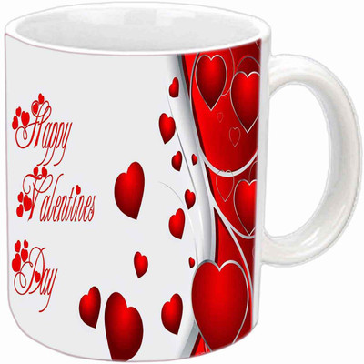 

Raj Laxmi Sparkling hearts valentine white Ceramic Mug(376 ml)