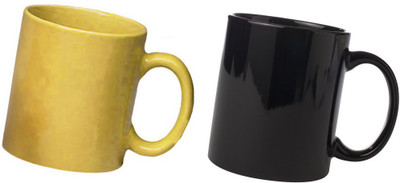 

Snapgalaxy Yellow and in Black Combo pack 2pcs Ceramic Mug(640 ml, Pack of 2), Multicolor