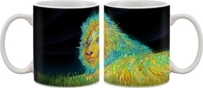 

Artifa Colourful Artistic Lion Porcelain, Ceramic Mug(350 ml), Multicolor