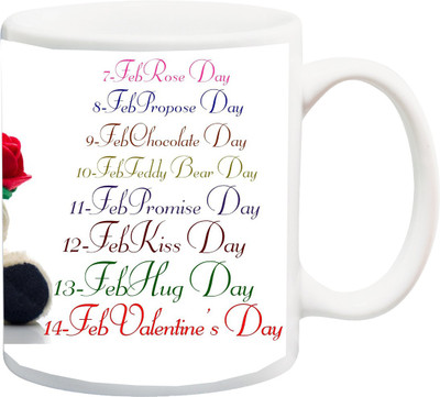 

ME&YOU Gift for Husband/Wife/Girlfriend/Boyfriend/Lover;"7 Feb Rose Day 8 Propose Taddy 3D HD printed Ceramic Mug(3225 ml), Multicolor