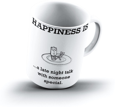 

Ucard Happiness Is1130 Bone China, Ceramic, Porcelain Mug(325 ml), Multicolor