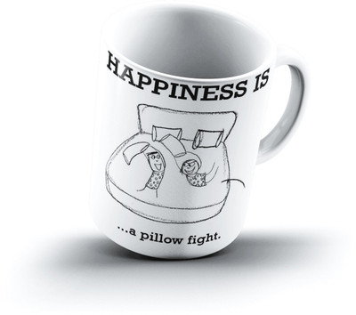 

Ucard Happiness Is1282 Bone China, Ceramic, Porcelain Mug(325 ml), Multicolor
