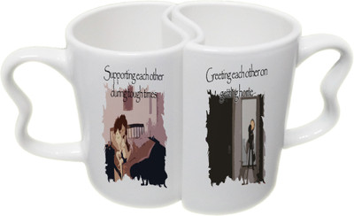 

Ucard Valentines Day Snack & Greet Love Couple Bone China, Ceramic, Porcelain Mug(325 ml), Multicolor
