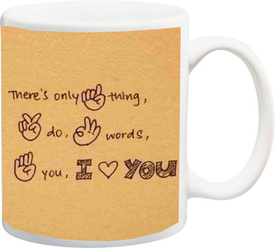 

ME&YOU Valentines Day Gift;I love You Quotes Printed Ceramic Mug(325 ml), Multicolor