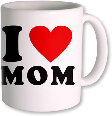 

PhotogiftsIndia I Love Mom Ceramic Mug(350 ml), White