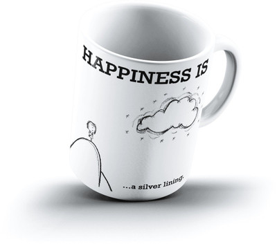 

Ucard Happiness Is1707 Bone China, Ceramic, Porcelain Mug(325 ml), Multicolor