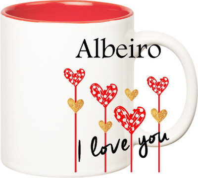

Huppme I Love You Albeiro Inner Red (350 ml) Ceramic Mug(350 ml), Red;white