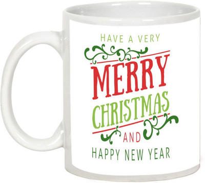 

AllUPrints Have A Happy Christmas And New Year Ceramic Mug(325 ml), White