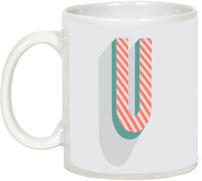 

AllUPrints Retro Design Alphabet Letters "U" Ceramic Mug(325 ml), White