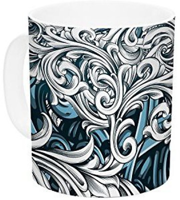 

Kess InHouse InHouse Nick Atkinson Celtic Floral II Abstract Blue Ceramic Coffee, 11 oz, Multicolor Ceramic Mug(60 ml)