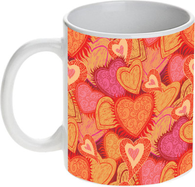 

Prithish Hearts Design 1 Ceramic Mug(330 ml), Multicolor