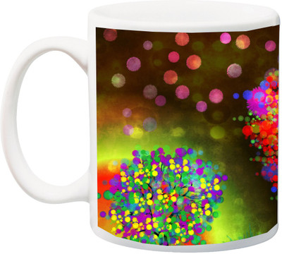 

ME&YOU Gift for Holi;Happy Holi color of leaves Designer HD printed Ceramic Mug(325 ml), Multicolor