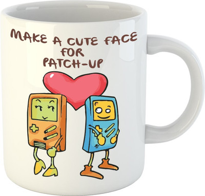

HuppmeGift Make A Cute Face White Ceramic Mug(350 ml)