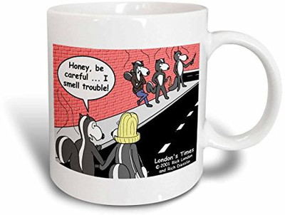 

3dRose Skunk Trouble Ceramic, 15 oz, White Ceramic Mug(60 ml), Multicolor