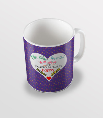 

SKY TRENDS May God Blessing You Happy And Prosperous Happy Karwa Chauth Purple Color Gifts For Wife And Husband Coffee Ceramic Mug(325 ml), White