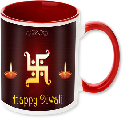 

Heyworlds happy diwali gifts 42 Ceramic Mug(325 ml), Multicolor