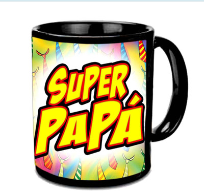 

Raj Laxmi SUPER PAPA Multicolor Ceramic Mug(350 ml), Black