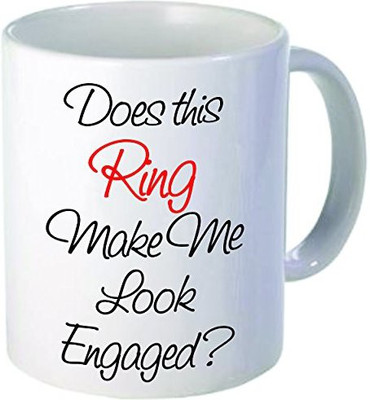 

Rikki Knight Knight Does this Ring Make Me Look Engaged-Funny Quotes Design 11 oz Ceramic Coffee Cups, White Ceramic Mug(60 ml), Multicolor