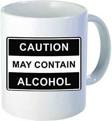 

Rikki Knight Knight Caution May Contain Alcohol Ceramic Coffee Cups, 11 oz, White Ceramic Mug(60 ml), Multicolor