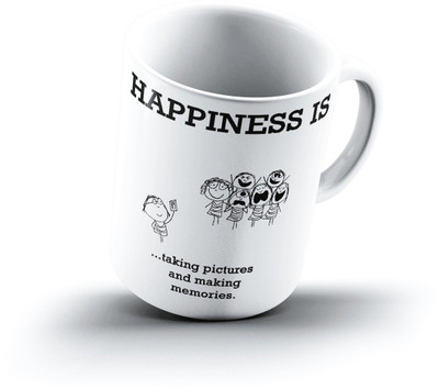 

Ucard Happiness Is2329 Bone China, Ceramic, Porcelain Mug(325 ml), Multicolor