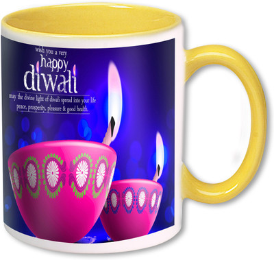 

Heyworlds happy diwali gifts 79 Ceramic Mug(325 ml), Multicolor