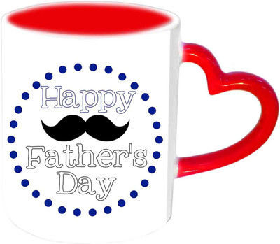 

Raj Laxmi Amazing Design Fathers Day Wishes Red Heart Handle Ceramic Mug(350 ml)