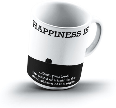 

Ucard Happiness Is1659 Bone China, Ceramic, Porcelain Mug(325 ml), Multicolor