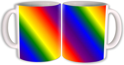 

PhotogiftsIndia rainbow design 001 Ceramic Mug(350 ml, Pack of 2), Multicolor