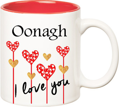 

Huppme I Love You Oonagh Inner Red (350 ml) Ceramic Mug(350 ml), Red;white