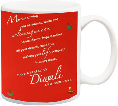 

ME&YOU Special Deepawali Gift;Diwali Gifting Item Ceramic Mug(325 ml), Multicolor