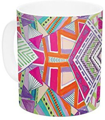 

Kess InHouse InHouse Vasare Nar Carrousel Geometric Rainbow Ceramic Coffee, 11 oz, Multicolor Ceramic Mug(60 ml)