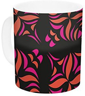 

Kess InHouse InHouse Miranda Mol Orange on Black Tile Ceramic Coffee, 11 oz, Multicolor Ceramic Mug(60 ml)