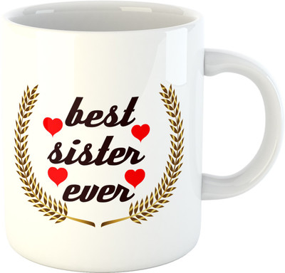 

Deeher Gifts Best Sister ever Ceramic Mug(330 ml), Multicolor