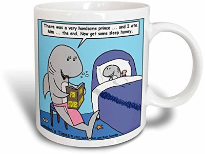 

3dRose Shark Bedtime Stories Ceramic, 11 oz, White Ceramic Mug(60 ml), Multicolor
