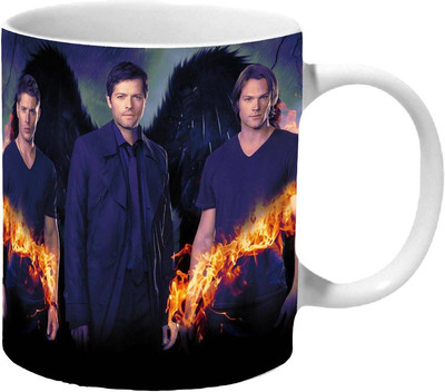 

Mooch Wale Supernatural Cast Fire And Wings Artwork Ceramic Mug(325 ml), Multicolor